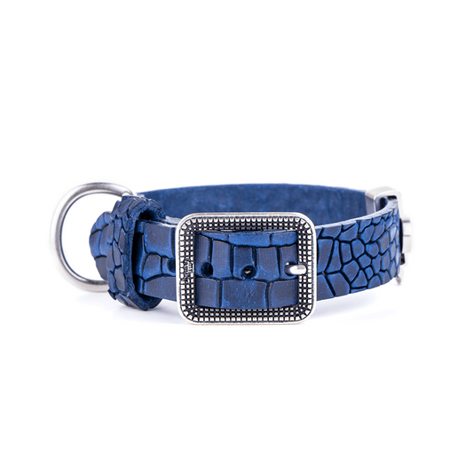 Coleira Tucson em Couro genuíno Azul