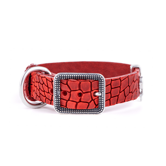 Coleira Tucson em Couro genuíno Vermelho